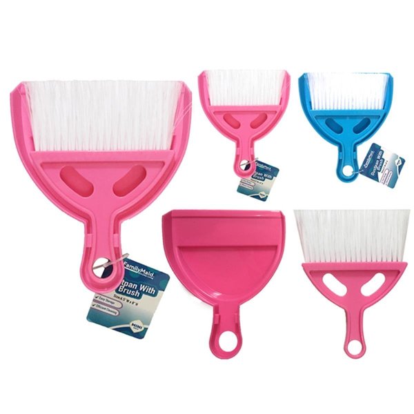 Familymaid 65 x 8 in Dustpan with Brush Blue  Pink 18545